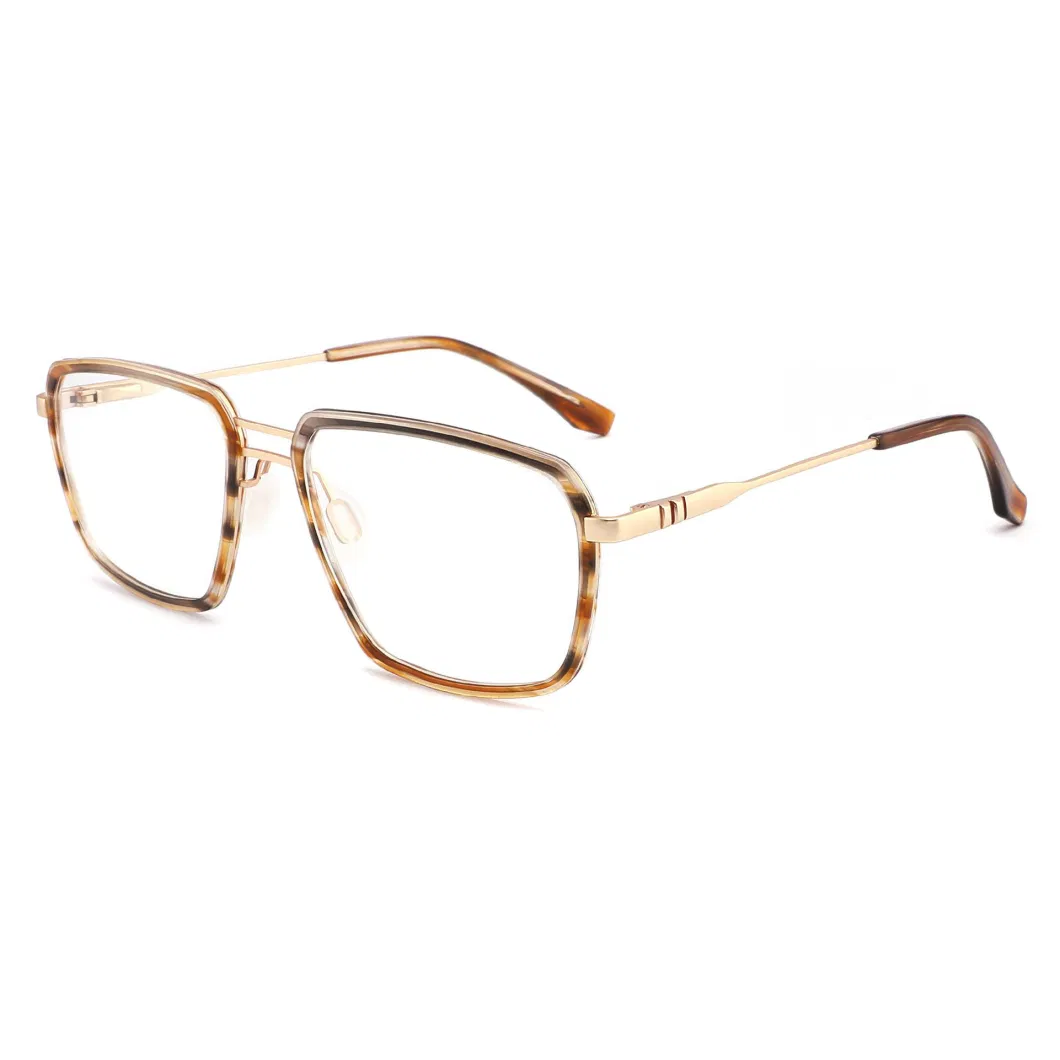 New Fashion Design Acetate with Metal Square Double Bridge for Men High Quality Optical Frames