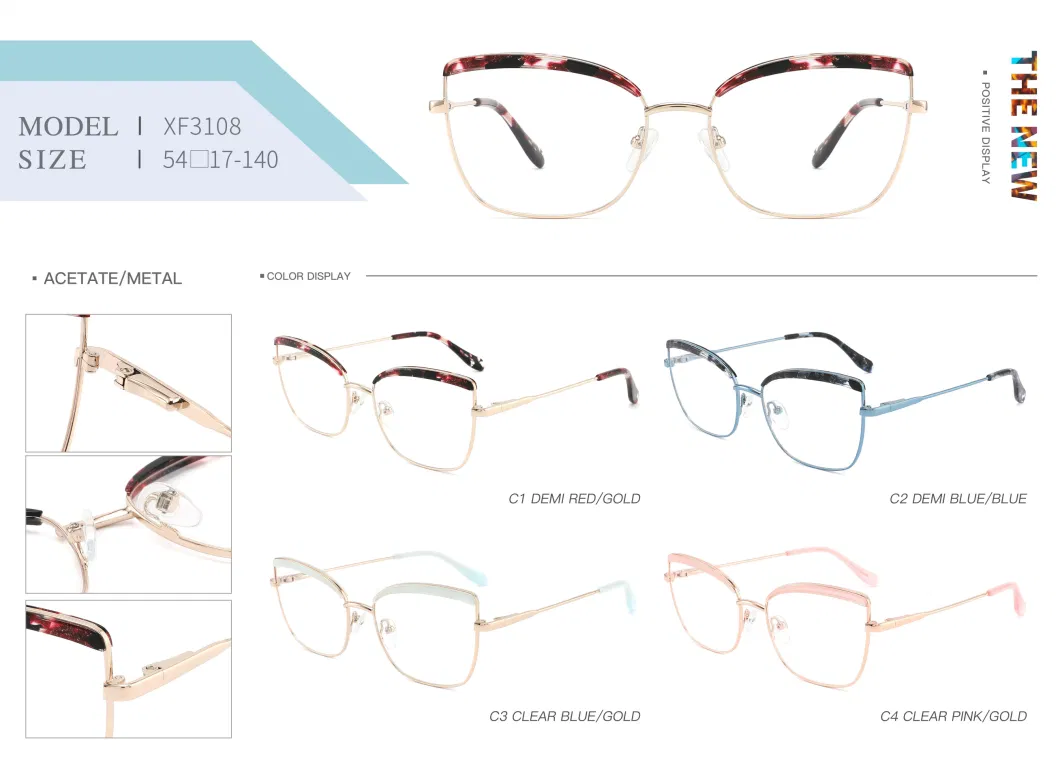 Brand Design Acetate with Metal for Men Women Optical Frames